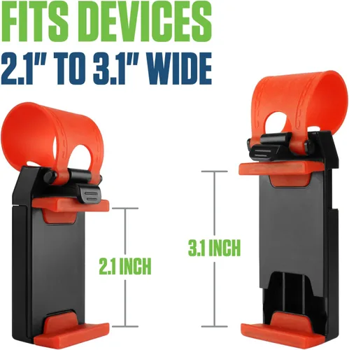 Vista 3 de Cellet Soporte universal para volante de teléfono, abrazadera ajustable para manillar para iPhone 16, 15, 14, 13 Pro, negro, se adapta a