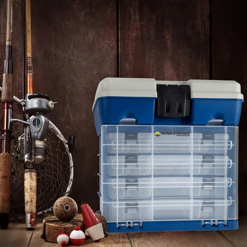 Vista 4 de Wakeman Outdoors - Caja organizadora de herramientas de almacenamiento, caja de utilidad con 4 cajones y 19 compartimentos para suministros de Azul