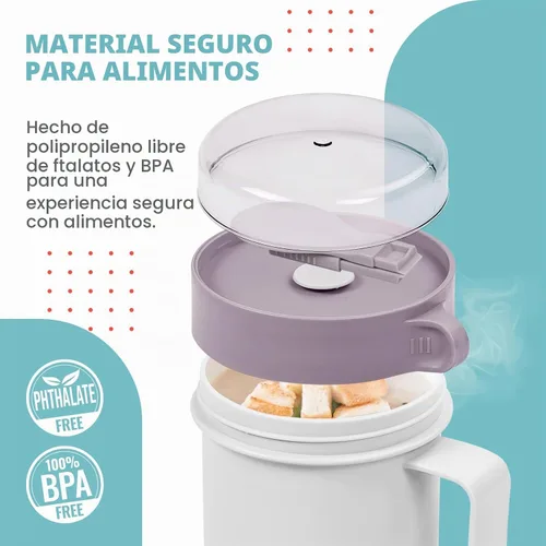 Vista 3 de MATICAN Taza de sopa para microondas con tapa, recipiente para sopa con tapa para fideos ramen, sopa, bebidas, apto para microondas, incluye Gris