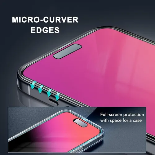Vista 4 de Paquete de 2 protectores de pantalla de privacidad compatibles con iPhone 14 Pro Max de 25 grados, vidrio templado antiespía, marco de fácil Para