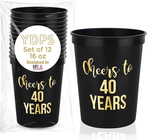 Vista 11 de Copas de plástico reutilizables para estadios de 30 años, 16 onzas, 12 unidades, recuerdos de fiesta de 30 cumpleaños y decoración de mesa para ella