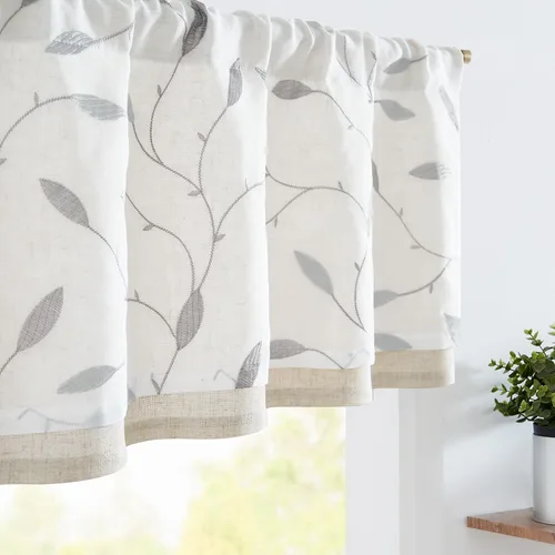 Vista 21 de Jinchan - Cenefa con volantes para cocina, cenefa de lino arrugado y cruzado, estilo shabby chic de casa de campo y cabaña, para sala de estar