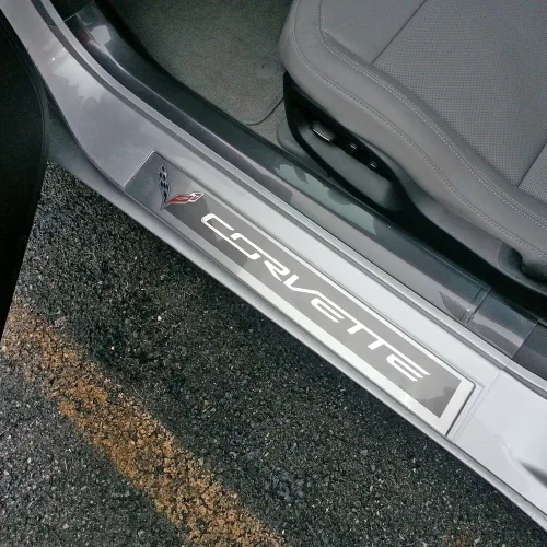 Vista 2 de Corvette - Protectores transparentes para umbral de puerta: C7 Stingray, Z51, Z06 (transparente)