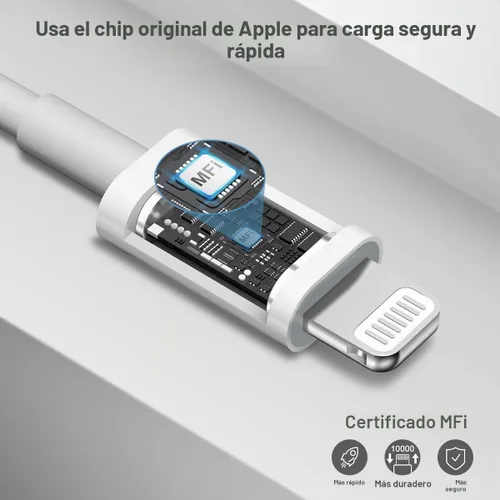 Vista 3 de Cargador para iPhone 14 13 12 de carga rápida de 20 W PD USB C cargador de pared con cable de carga rápida de 6 pies compatible con iPhone Blanco