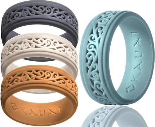 Vista 10 de KAUAI Anillos de boda de silicona para hombres. Anillo atemporal y elegante para parejas. Marca líder en comodidad y diseño en bandas para hombre.