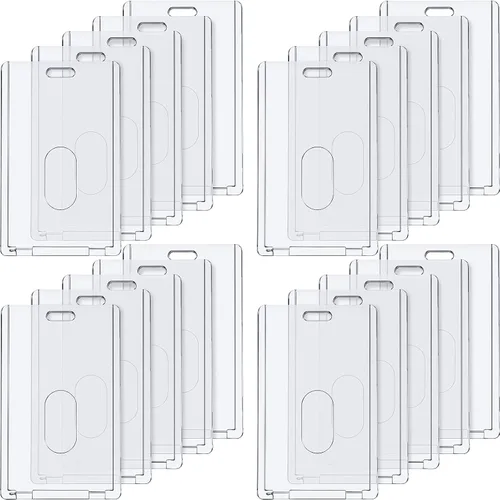 Vista 6 de Chinco - 30 portatarjetas de plástico duro, verticales, transparentes, para tarjetas de identificación Acrylic Heavy Duty Id Card Holder