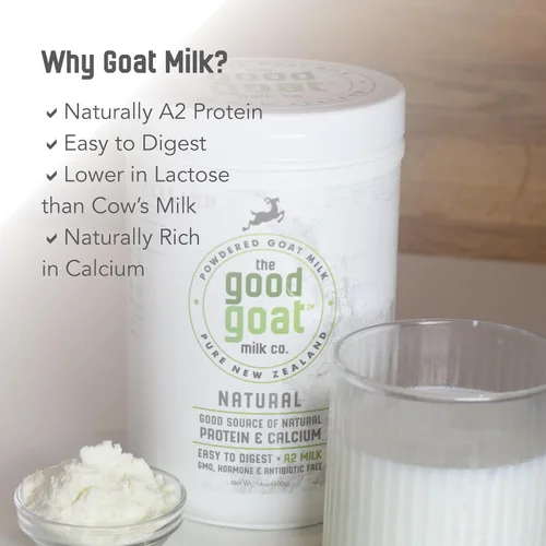 Vista 4 de Leche de cabra en crema completa de Nueva Zelanda en polvo (natural) - 14oz 100% goat milk • One ingredient • Full cream • No additives •