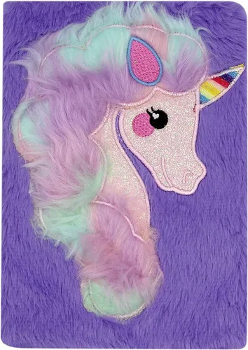 Vista 15 de BOLLEY JOSS Cuaderno de unicornio arcoíris para niños, diario de felpa para niñas y adolescentes, bloc de escritura con forro A5, 160 páginas
