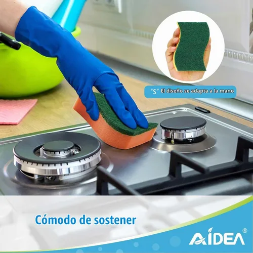 Vista 7 de AIDEA Esponjas de cocina, paquete de 50 esponjas de platos resistentes, esponja de limpieza para el hogar y la cocina, suministros de limpieza sin
