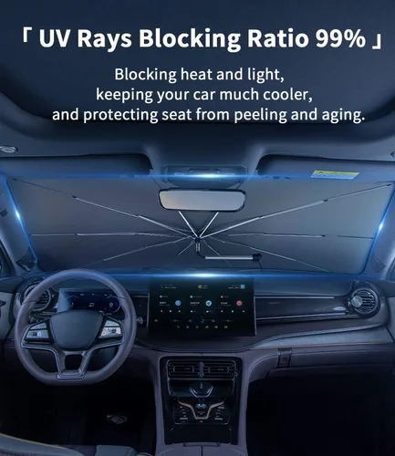 Vista 4 de Ajuste personalizado para parabrisas de Ford, sombrilla con bloqueo UV y mango flexible de rotación de 360° (para Ford F-150)