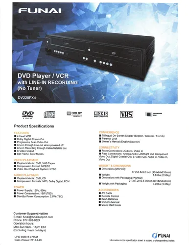 Vista 4 de Funai Corp. DV220FX4 Combinación de vídeo y reproductor de DVD (modelo 2014)