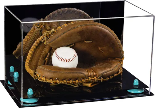 Vista 184 de Better Display Cases Vitrina de guantes de béisbol de acrílico transparente con elevadores negros (A011/V16)