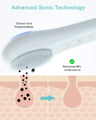 Vista 2 de EZBASICS Cepillo de limpieza facial facial impermeable para hombres y mujeres, cepillo facial recargable para facial eléctrico de silicona, cepillo