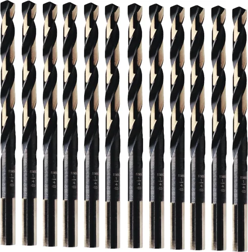 Vista 2 de Irwin Tools 3019132B 1/2 pulgada, Negro y Dorado, acero rápido de 135-degree Jobber longitud de 3/8 Vástago reducido.