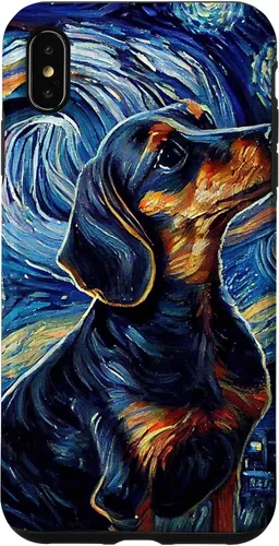 Vista 11 de Funda para iPhone 16 Starry Night Famoso Estilo de Pintura Dachshund