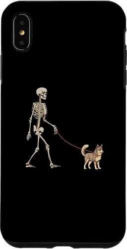 Vista 7 de Carcasa divertida para iPhone 12 mini de Alaska, Klee Kai, esqueleto para pasear al perro