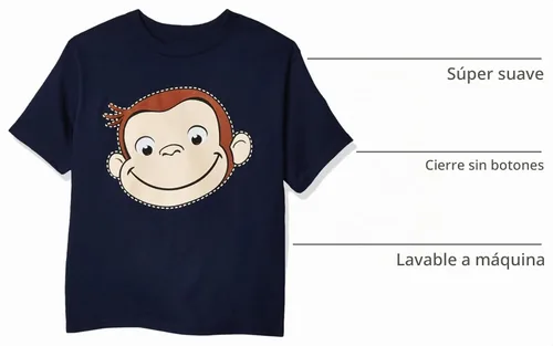 Vista 4 de Curious George Camiseta de manga corta para niño Azul marino