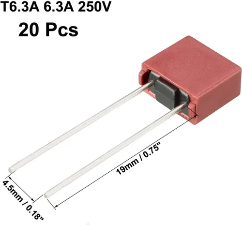 Vista 2 de uxcell DIP Montado Miniatura Fusible Cuadrado T6.3A 6.3A 250V 20Pcs Rojo Fusible micro del golpe lento para el reemplazo de la reparación del LCD