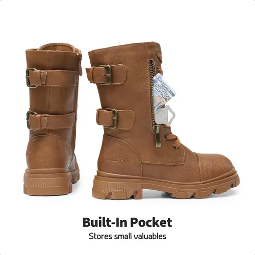 Vista 5 de DREAM PAIRS Botas de tobillo con cremallera lateral para niñas pequeñasniños grandes