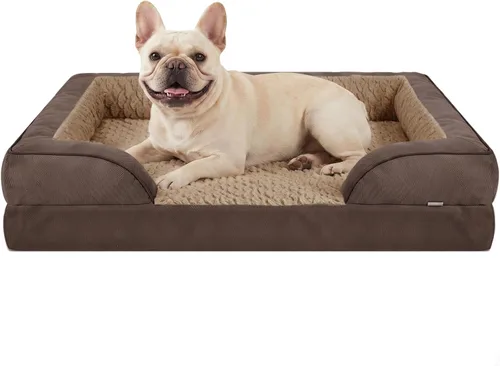 Vista 21 de L Plus - Cama ortopédica para perros grandes, sofá lavable para perros con espuma para huevos, forro impermeable y parte inferior antideslizante