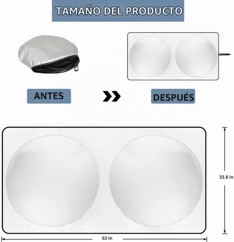 Vista 2 de Parasol para parabrisas con bolsillo de almacenamiento para SUV, protector solar duradero de poliéster 190T para ventana delantera, accesorios