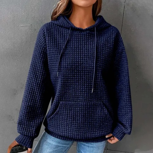 Vista 2 de Sudadera para mujer, moderna, de manga larga, con cordón, cómoda, con bolsillo