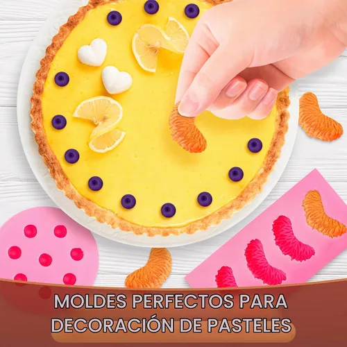 Vista 7 de 5 moldes de frutas de silicona, mini 1 pulgada con 5 formas de frutas 3D