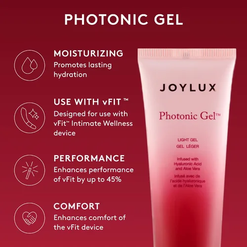 Vista 2 de Joylux - Gel fotónico, para uso con el dispositivo de salud femenina de luz roja vFit, contiene aloe vera y ácido hialurónico para mayor humedad