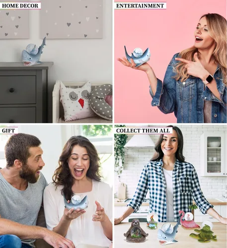 Vista 3 de COTA Global - Globo de nieve de tiburón – Figura de globo de agua con purpurina brillante, adorno coleccionable del zoológico para decoración