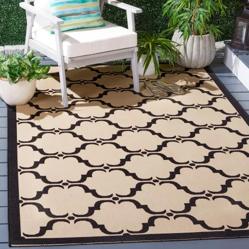 Vista 23 de SAFAVIEH Alfombra lavable al aire libre Courtyard Collection - 9 x 12 pies, beige y terracota, no desprende pelusa y fácil limpieza, ideal