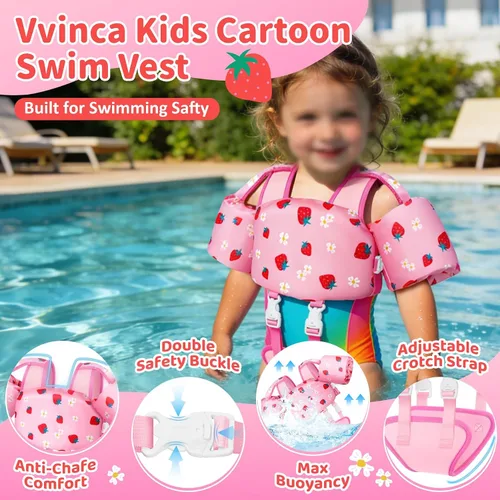 Vista 3 de Vvinca Puddle Kid Jumper for 20-60 Lbs, Toddler Pool Floaties for Kids 2-4 01-fresa