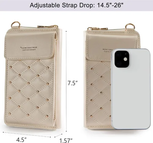 Vista 5 de Montana West Monedero pequeño cruzado para teléfono celular para mujer, con bloqueo RFID, cartera para teléfono celular