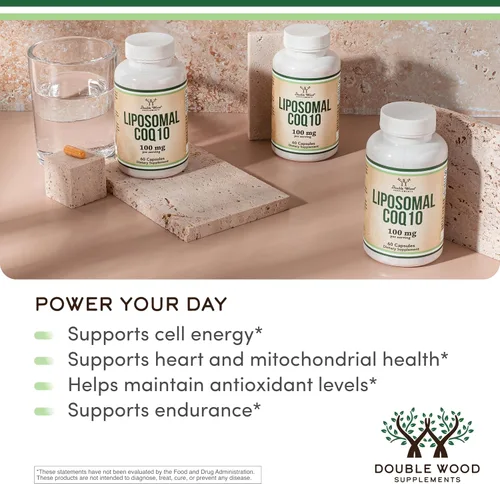 Vista 3 de Suplemento liposomal CoQ10 para antioxidante y apoyo energético (100 mg por porción, suministro de 60 días), probado por terceros, seguro