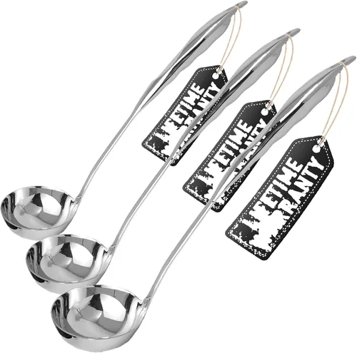 Vista 16 de Zulay Kitchen Premium Soup Ladle - 12" Stainless Steel with Non-Slip Silicone Handle (Pack of 3)