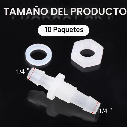 Vista 2 de 10 paquetes de accesorios de púas de manguera de plástico de 1/4 a granel, accesorios de púas de manguera de plástico, accesorios de conector