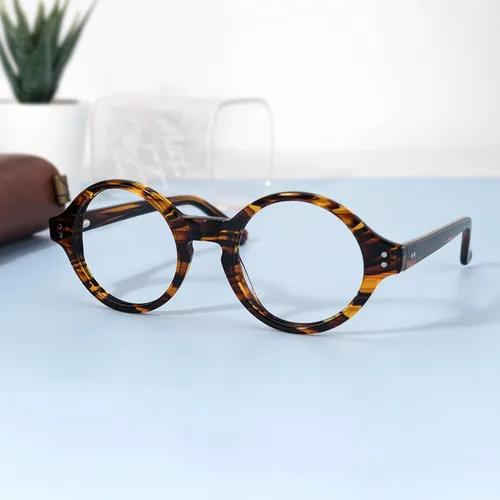 Vista 2 de Zeelool Unisex Retro Acetato Redondo Gafas Marco Con Lente Transparente Giggs FA0249