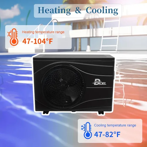 Vista 4 de DOEL Bomba de calor para piscina, 72000 BTU Inversor CC completo calentador de piscina para 15,000 galones sobre y en el suelo, calentador