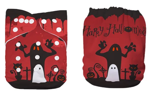 Vista 4 de Pañal de tela de bolsillo, reutilizable, lavable, regalo de vacaciones de Halloween (árbol de Navidad rosa)