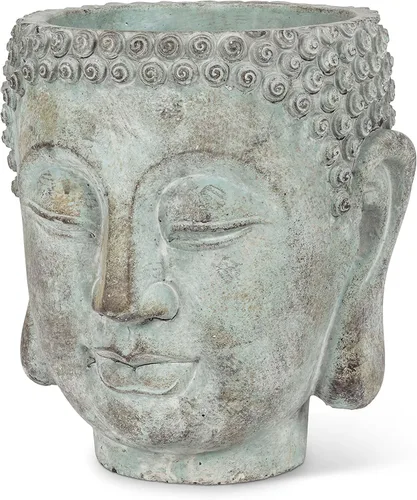 Vista 8 de Abbott Collection 27-DHARMA/350 SM - Maceta pequeña con cabeza de Buda, color gris (5.5 pulgadas de alto)