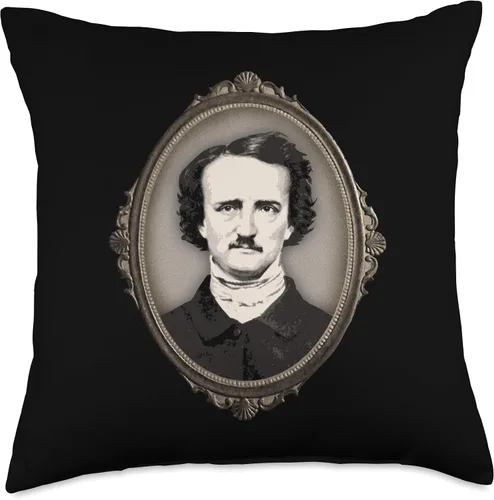 Vista 5 de Victorian Goth Gothic Frame Edgar Allan Poe Gifts Almohada estilo gótico victoriano Edgar Allan Poe, 16 x 16 pulgadas, multicolor