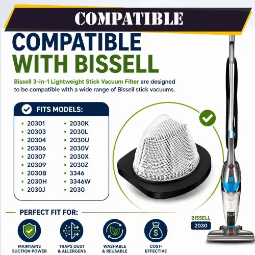 Vista 8 de 3Pk Pieza de repuesto para Bissell 3-en-1 ligero Stick Vac Filter Assembly # comparar con la parte 1611501