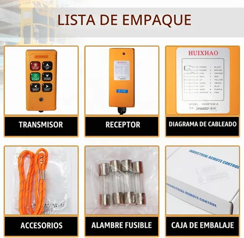 Vista 2 de HXH - Control remoto de grúa inalámbrica industrial de 6 botones, AC12-36V/DC13-72V