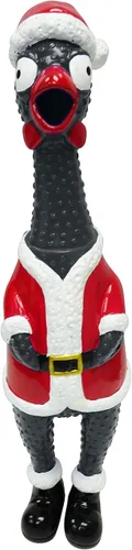 Vista 3 de Squeeze Me Christmas Chicken - Divertido juguete de pollo de goma que grita para niños, juguete chirriante El relleno perfecto para niños y adultos