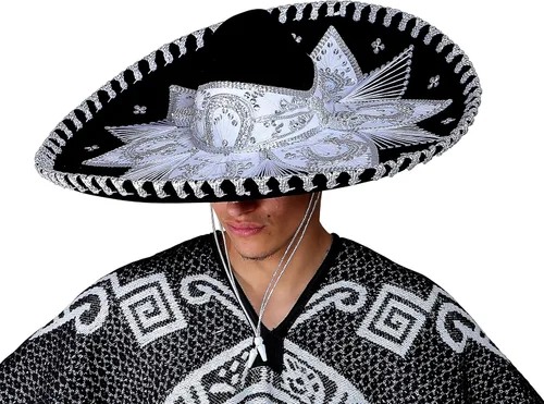 Vista 5 de Sombrero mexicano auténtico para adultos. Sombrero Mariachi Charro, sombrero mexicano de alta calidad para fiestas de disfraces, 5 de mayo, 16
