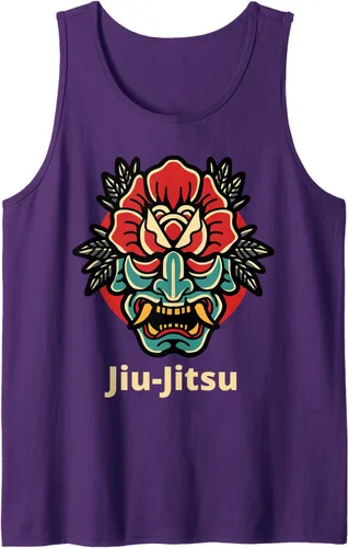 Vista 4 de Máscara de demonio de rosa japonesa Oni Mask jiu-jitsu Tank Top Negro