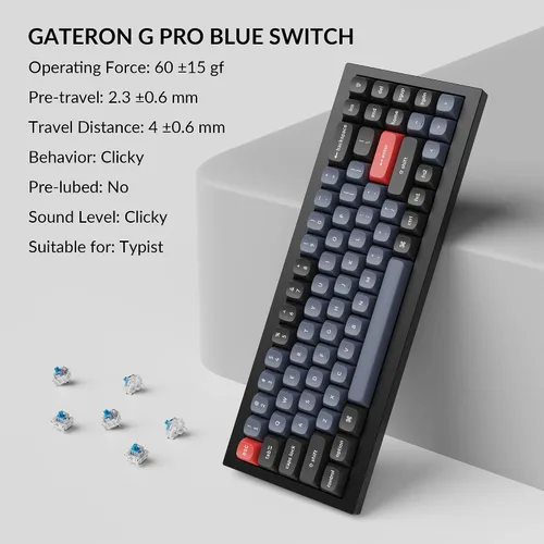 Vista 6 de Keychron Q7 Teclado mecánico personalizado con cable, 70% de diseño QMK/VIA macro programable con interruptor azul Gateron G Pro intercambiable