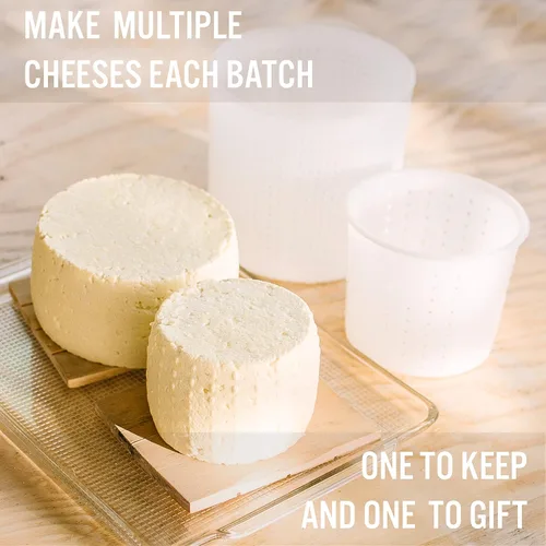 Vista 8 de Country Trading Co. Juego de 3 moldes de queso para hacer quesos azules y duros en casa, cestas italianas de calidad para hacer gorgonzola, colby