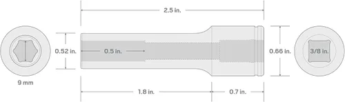 Vista 6 de TEKTON 3/8 Pulgadas Drive x 9 mm Profundidad 6-Punto Encaje SHD13109