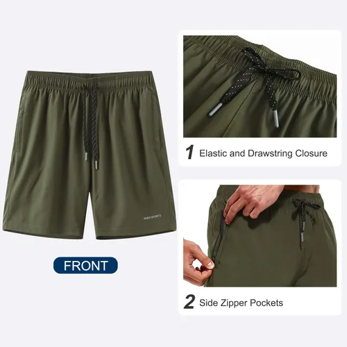 Vista 4 de HODOSPORTS Traje de baño para hombre de 7 pulgadas con forro de compresión S-6XL, pantalones cortos de natación de secado rápido, bolsillos