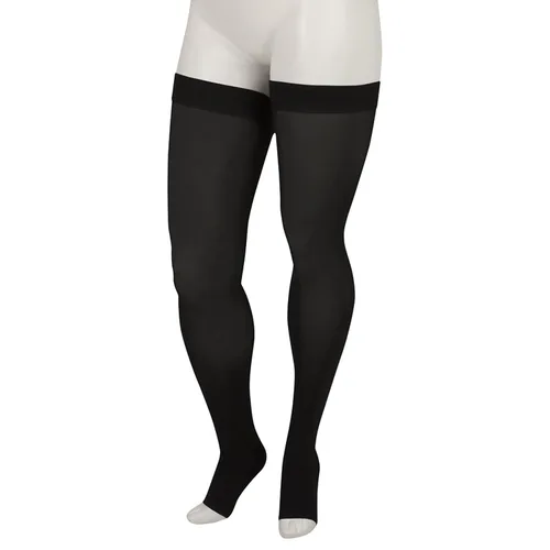 Vista 8 de Juzo Basic 4411 Medias de compresión hasta muslos de 20-30 mmHg, puntera abierta, regular Silicone border, quality medical compression stockings